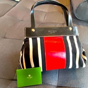 NWOT Kate Spade small black & white knit purse
